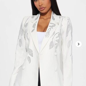 Fashion Nova Ivory Embellished Blazer